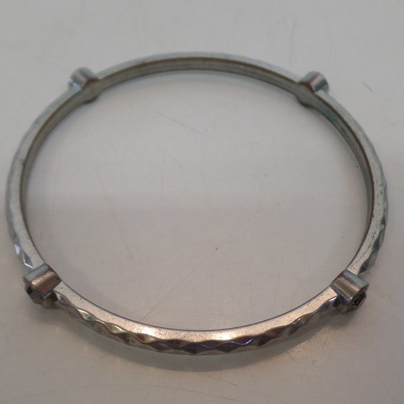 Graziano (Stamped) Silvertone Bangle Bracelet 7" Wrist or Smaller 4 Stations - Picture 5 of 10